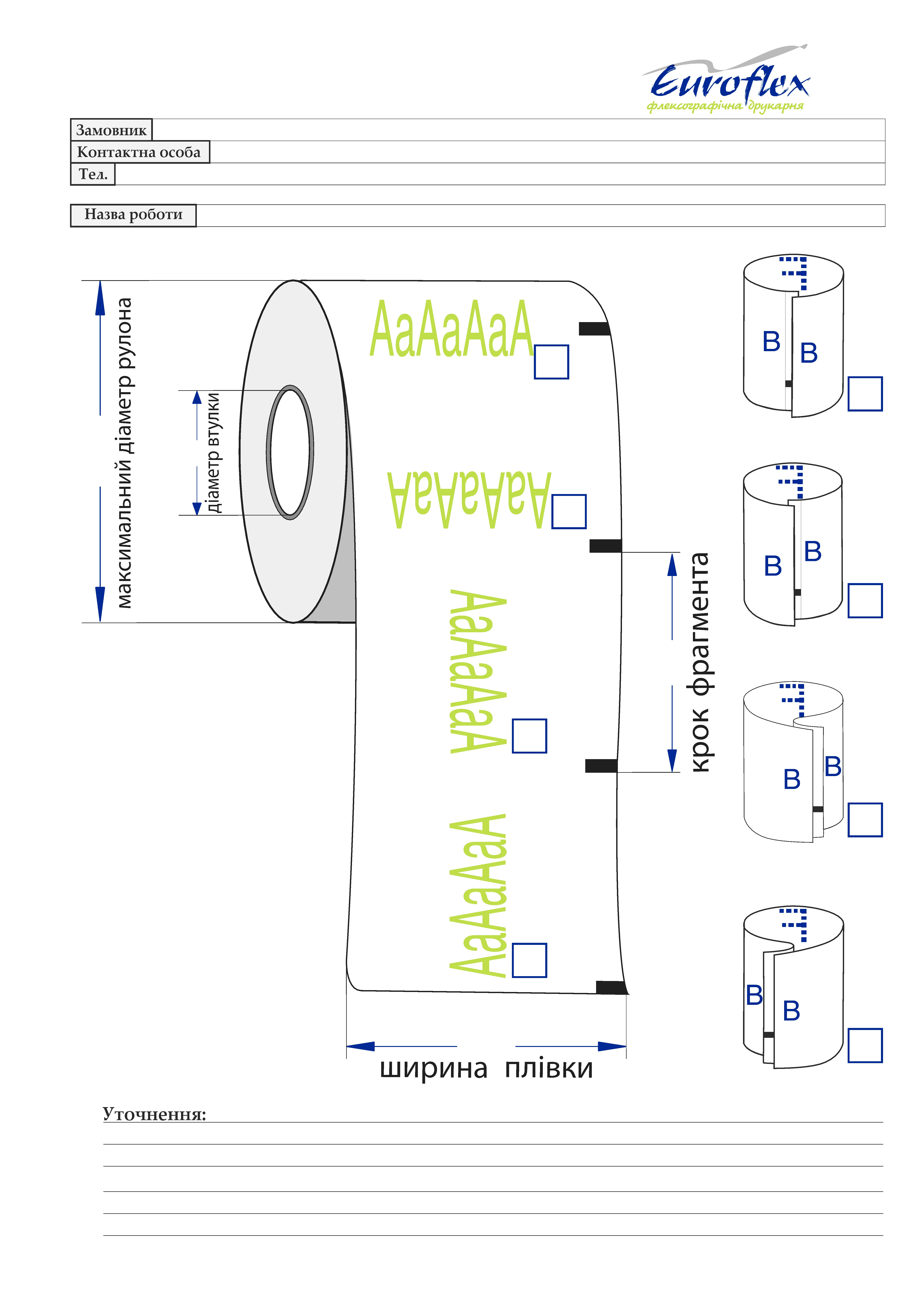 Специфікація для замовлення друку на ПП "Єврофлекс"